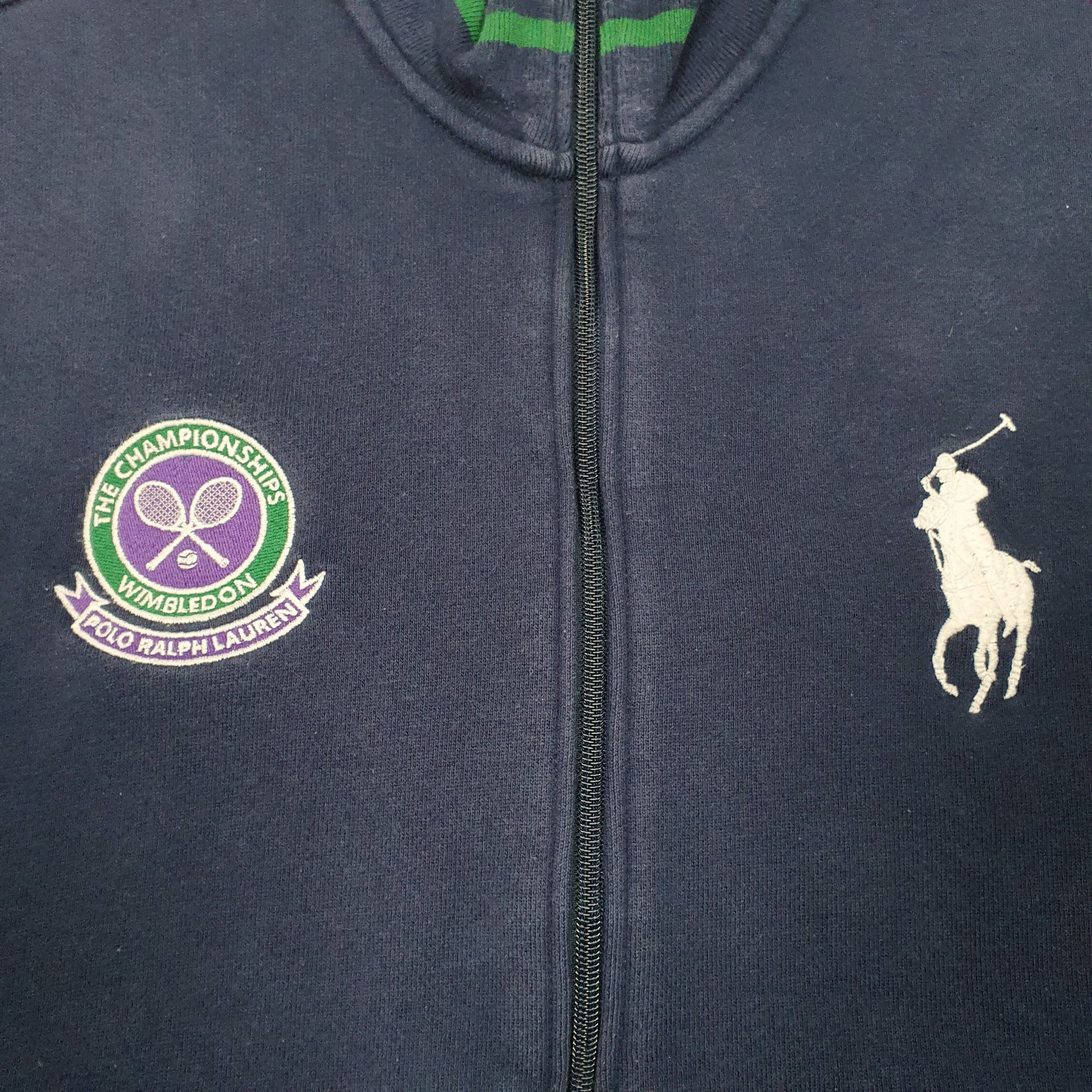Mens Navy Polo Ralph Lauren Vintage Wimbledon Tennis Sweater Full Zip Jumper