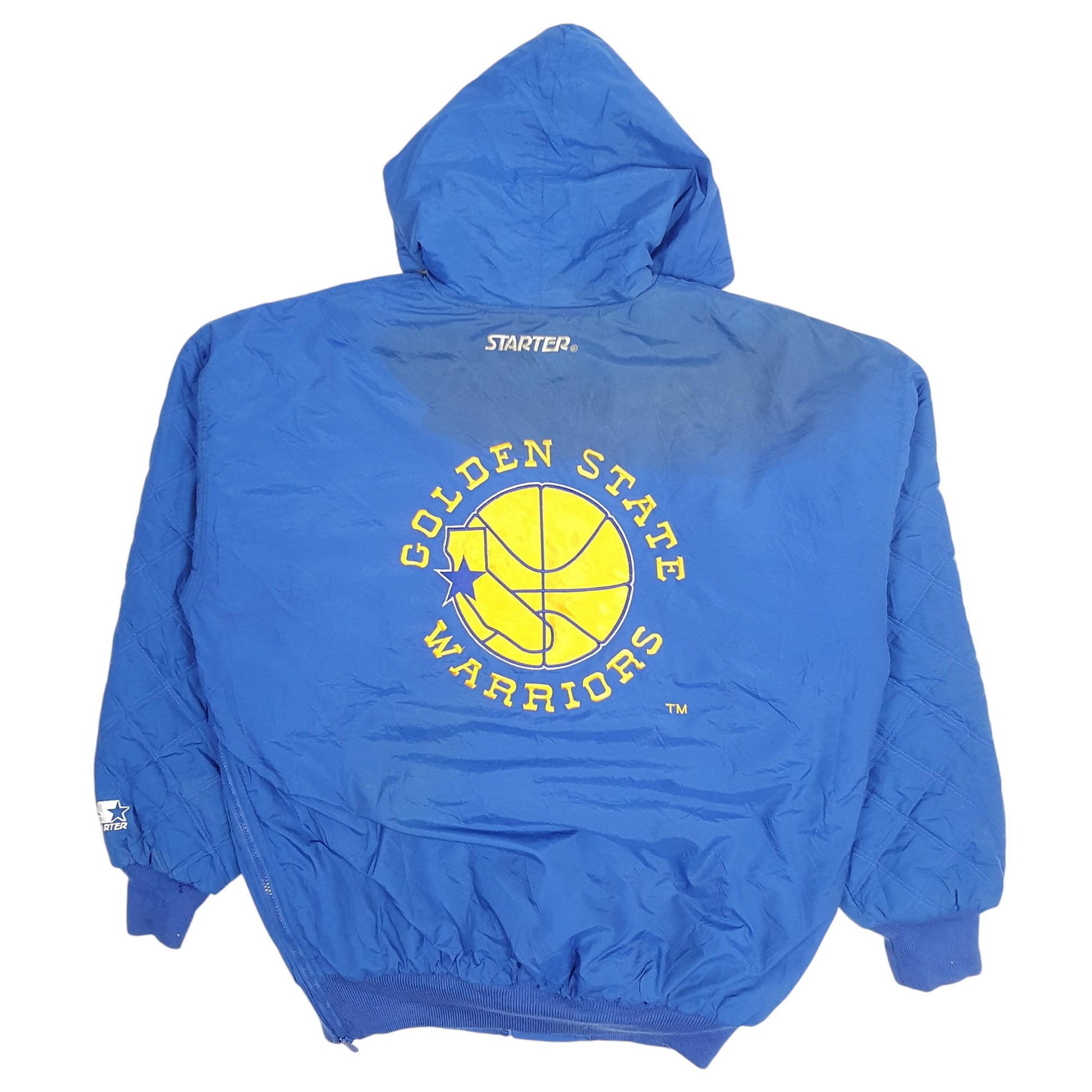 Mens Blue Starter Vintage 1990s Golden State Warriors NBA  Coat