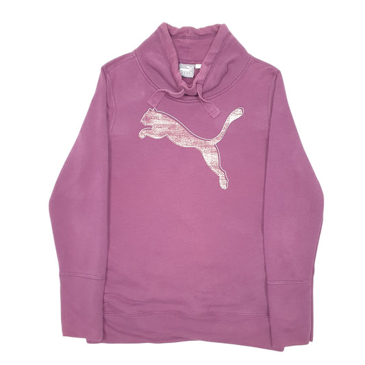 Womens Purple Puma Collared Crewneck Jumper
