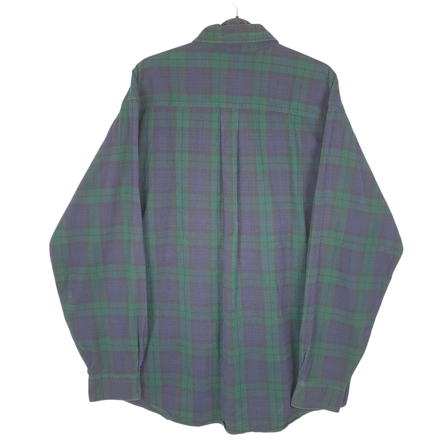 Mens Navy L.L.Bean Chamois Overshirt Shacket Tartan Long Sleeve Shirt