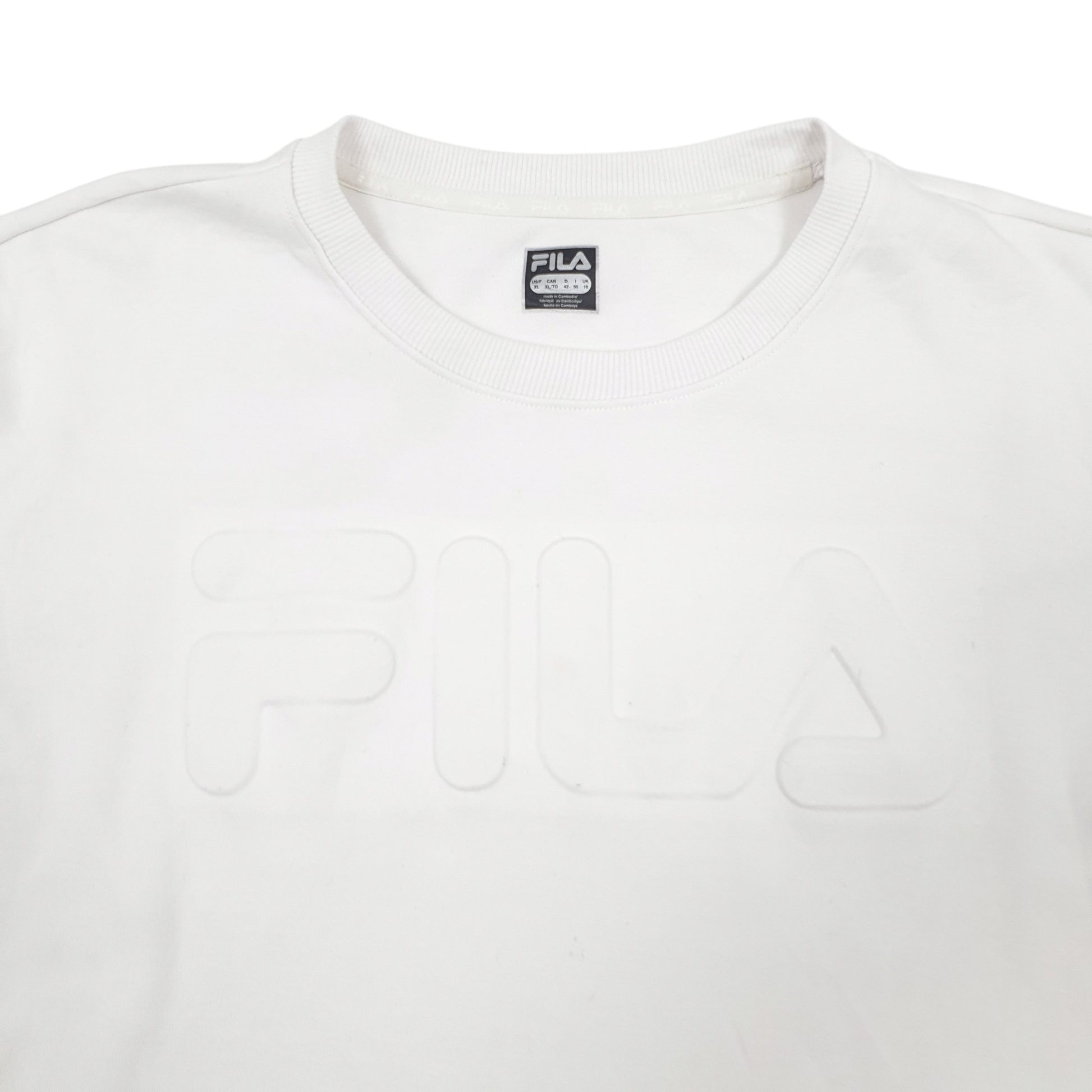 Womens White Fila Spellout Crewneck Jumper
