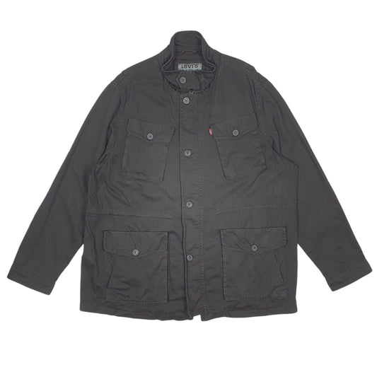 Mens Black Levis Military Smock Para  Coat