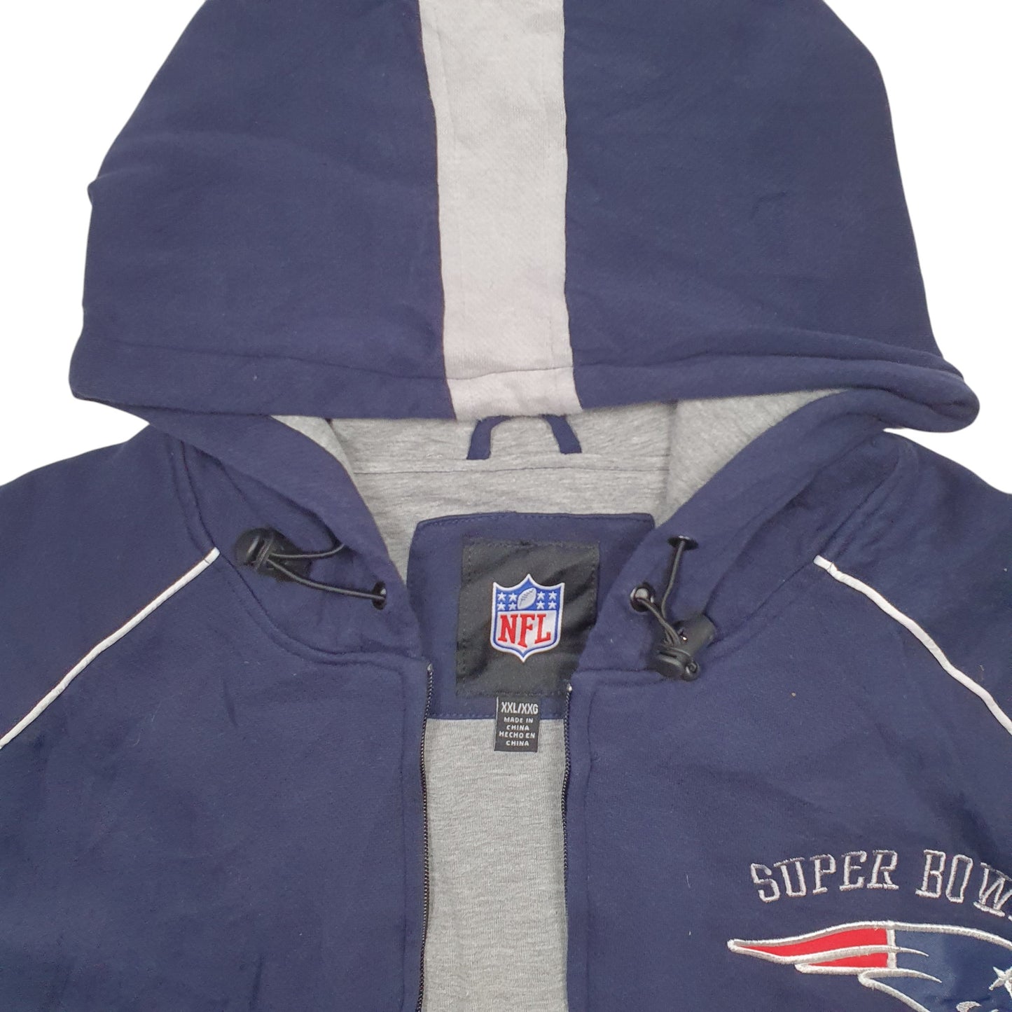 Mens Navy NFL New England Patriots American Football Super Bowl Champions Full Zip Jumper
