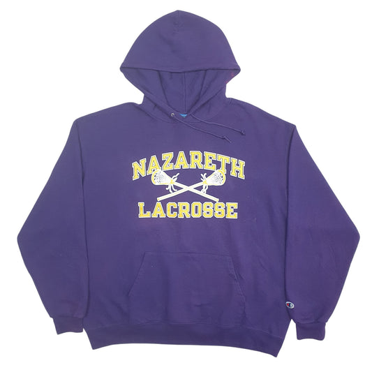 Mens Purple Champion Nazareth Lacrosse Spellout Hoodie Jumper