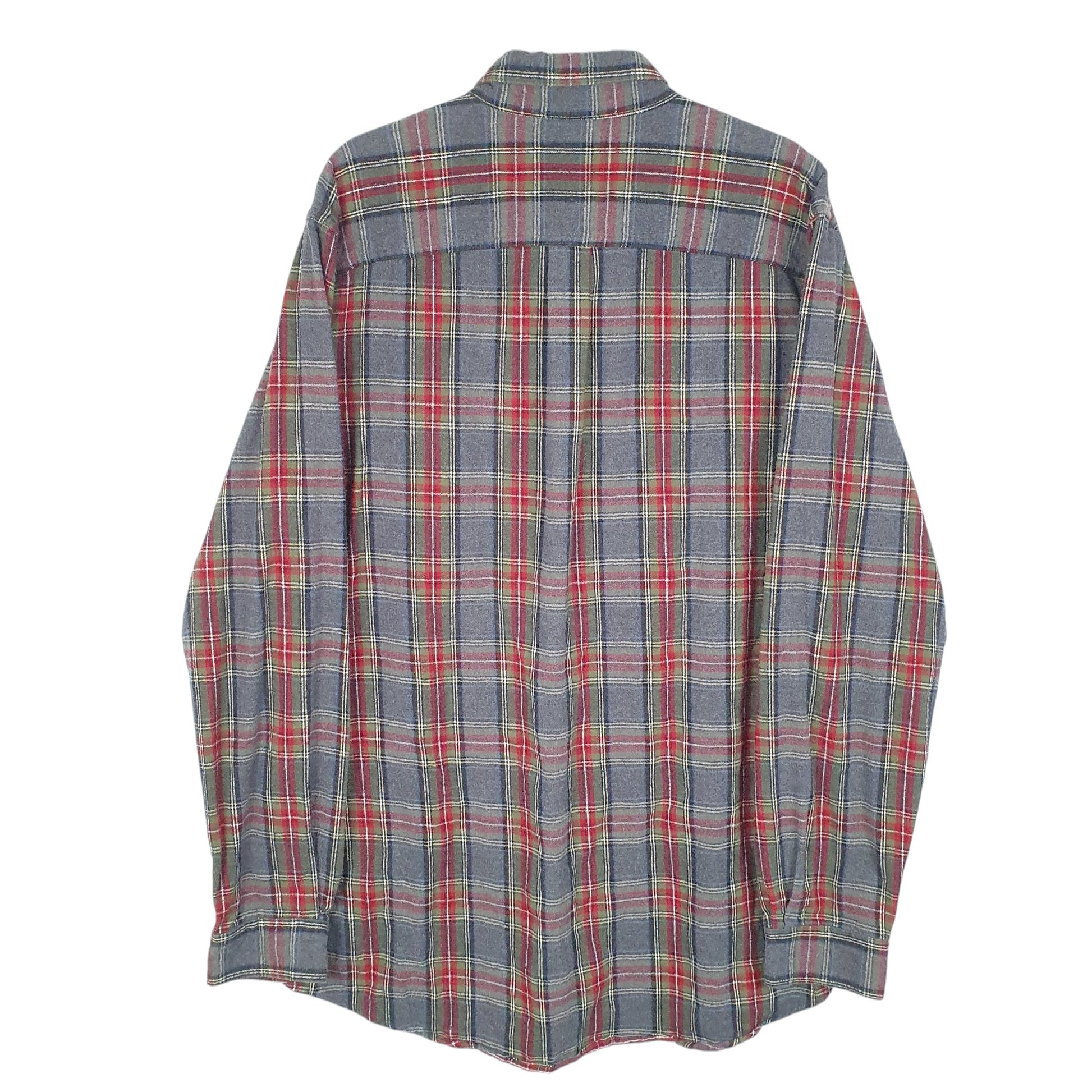 Mens Grey L.L.Bean Flannel Overshirt Shacket Tall Slightly Fitted Long Sleeve Shirt