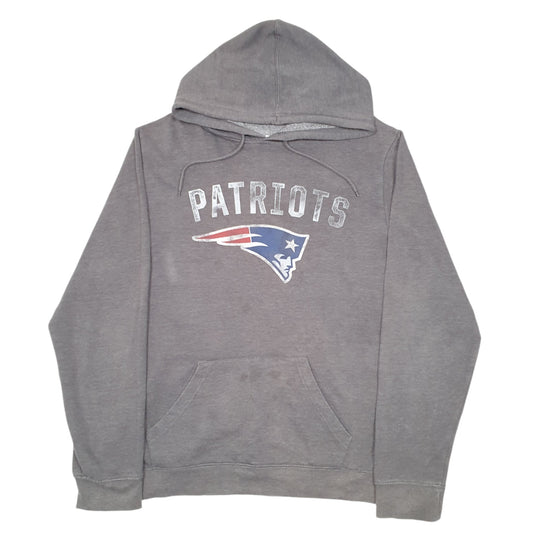 Mens Grey NFL New England Patriots American Football USA Spellout Hoodie Jumper