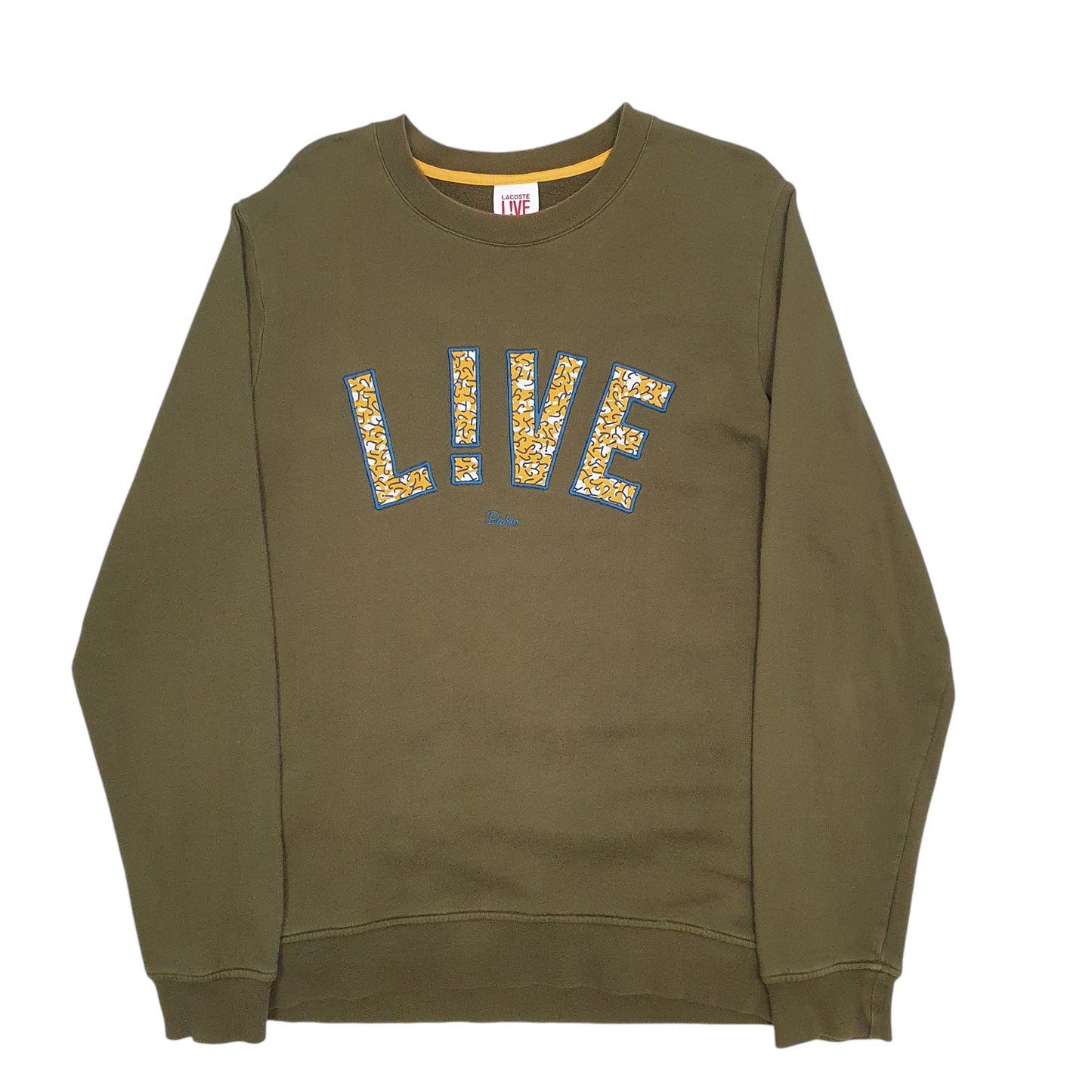 Mens Khaki Lacoste Spellout Crewneck Jumper