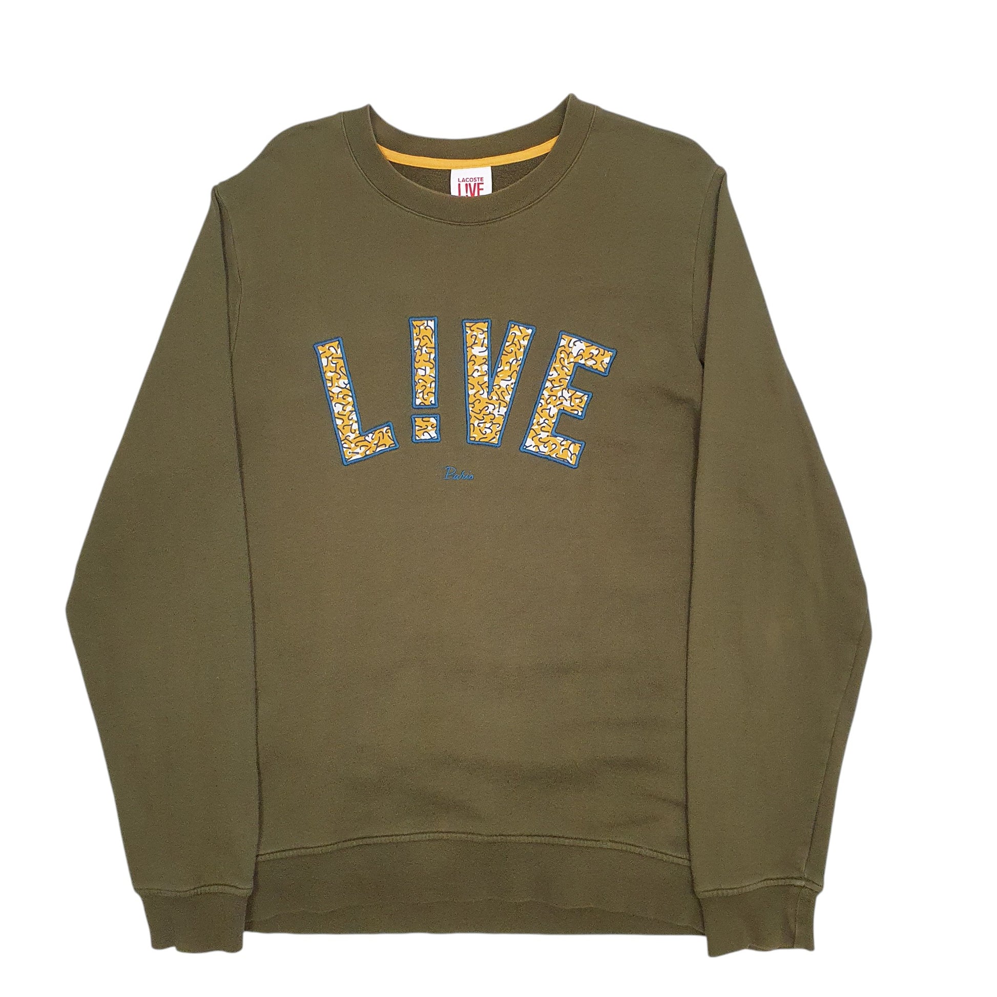 Mens Khaki Lacoste Spellout Crewneck Jumper
