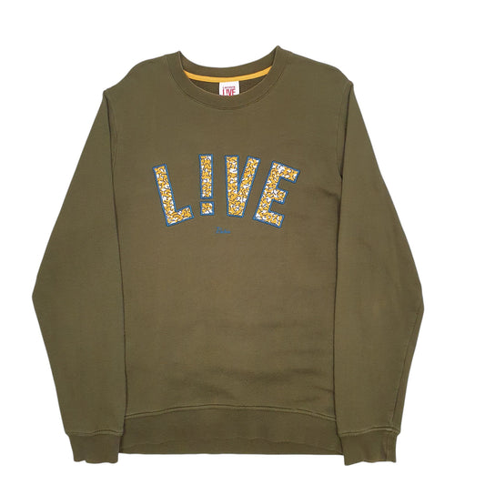 Mens Khaki Lacoste Spellout Crewneck Jumper