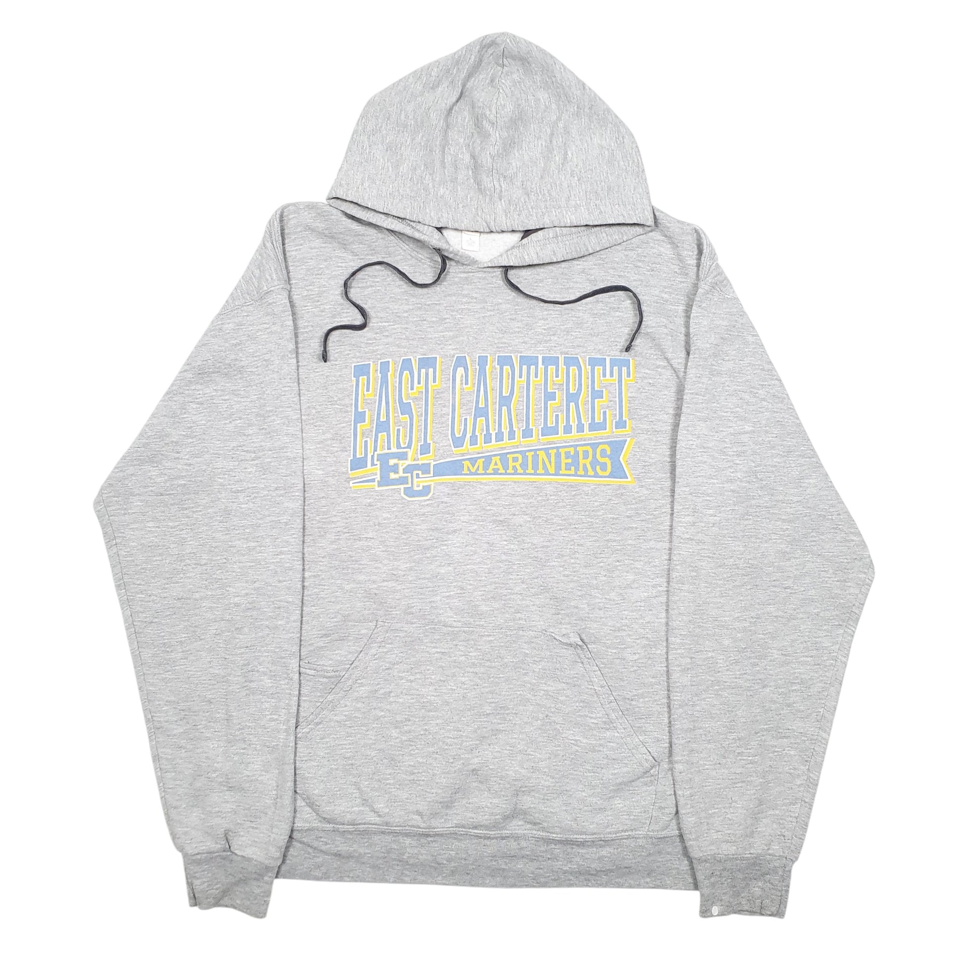 Mens Grey Fruit Of The Loom East Carteret Mariners Spellout USA Hoodie Jumper