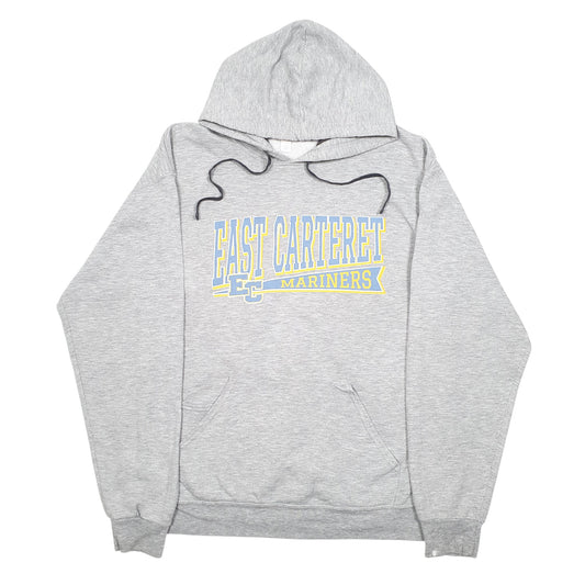 Mens Grey Fruit Of The Loom East Carteret Mariners Spellout USA Hoodie Jumper