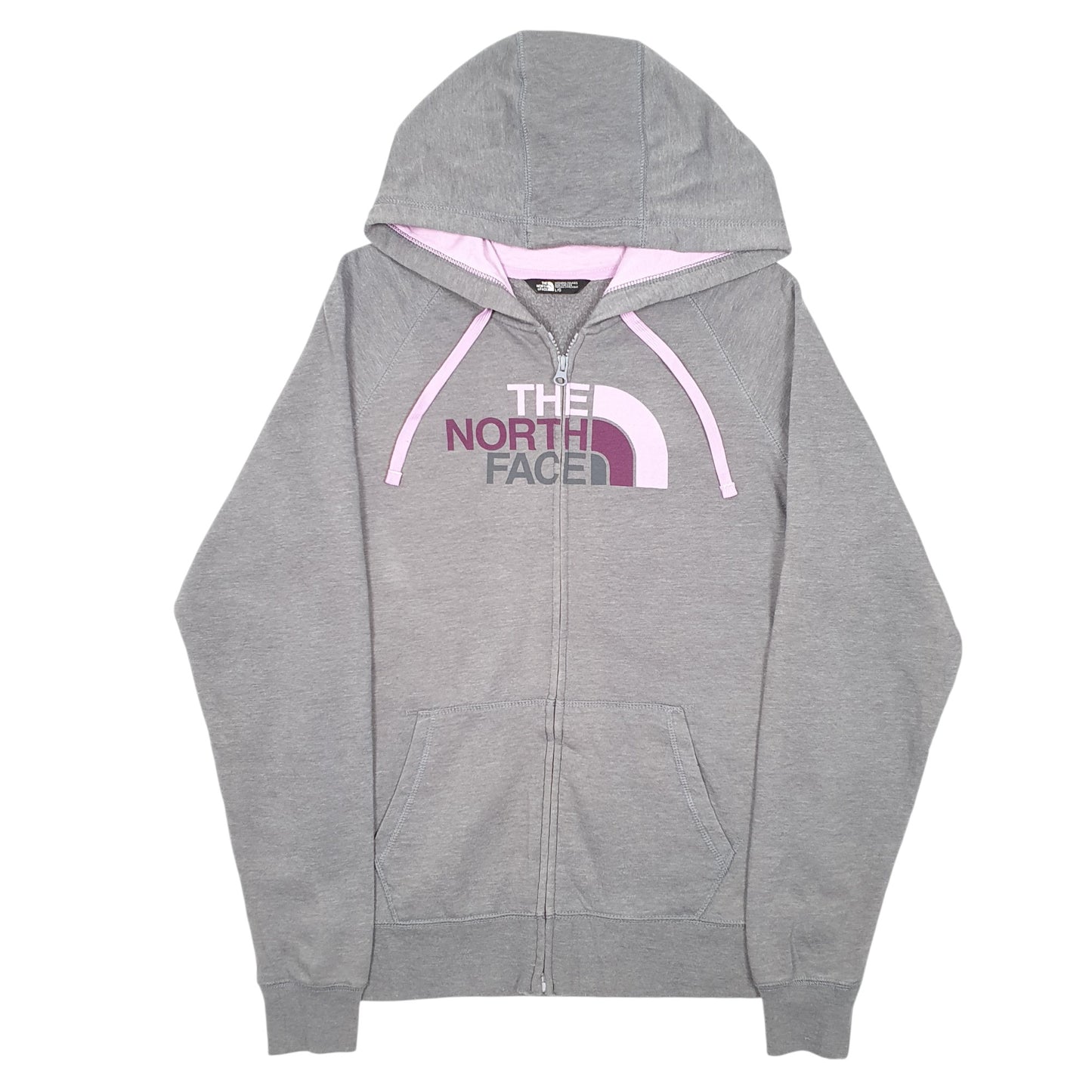 Womens Grey The North Face Hoodie Spellout Full Zip Jumper