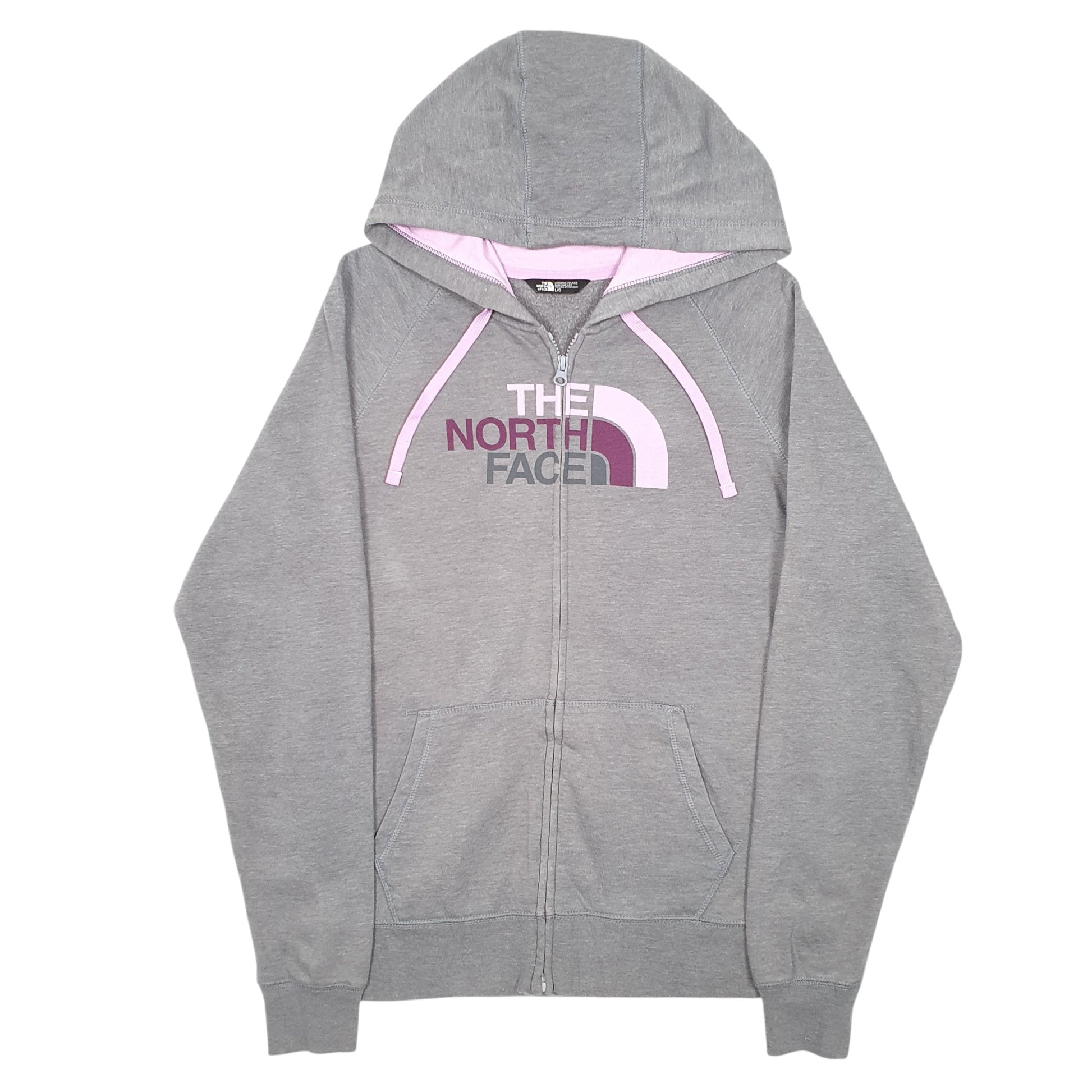 Womens Grey The North Face Hoodie Spellout Full Zip Jumper
