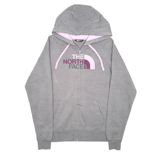 Womens Grey The North Face Hoodie Spellout Full Zip Jumper