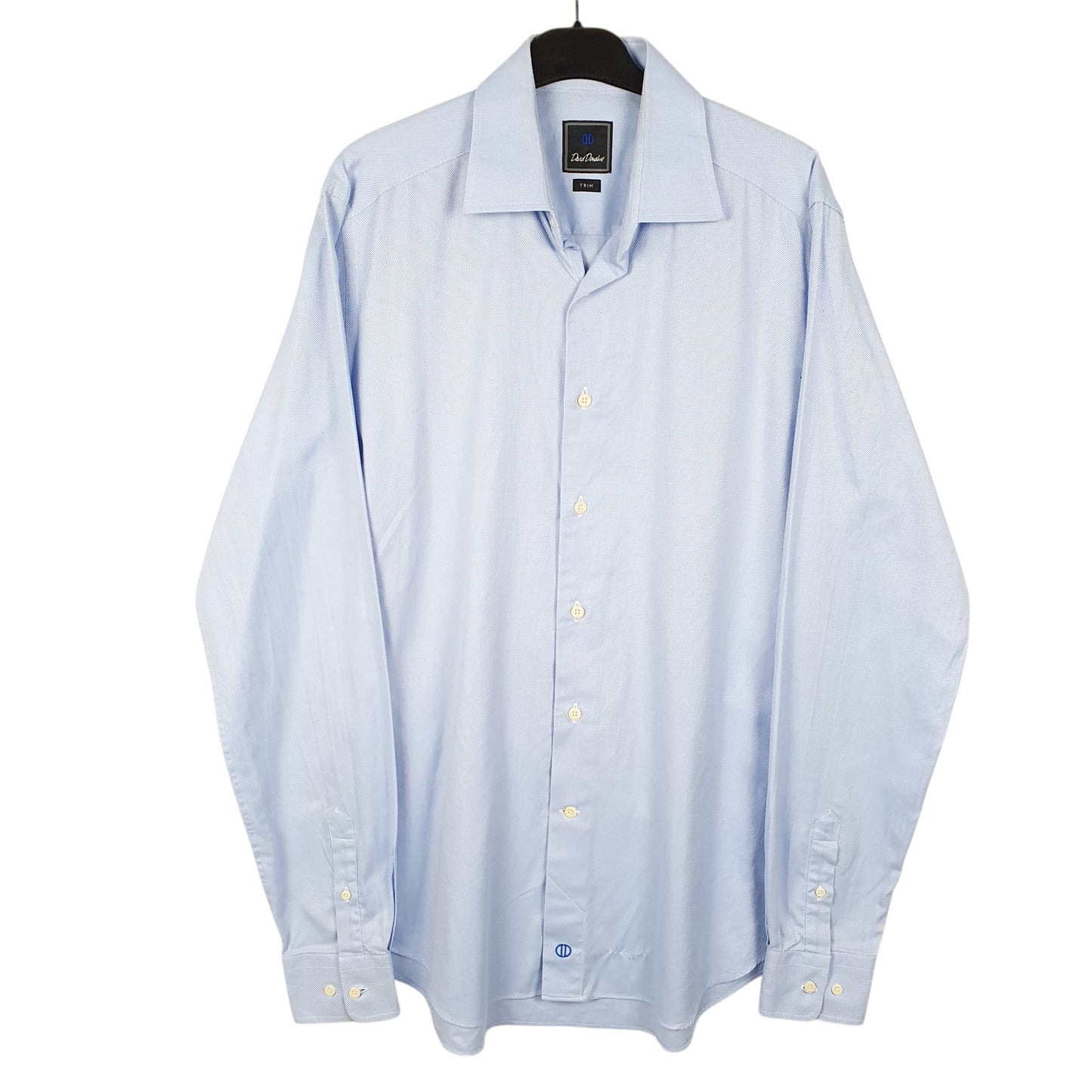 Mens Blue David Donohue Trim Long Sleeve Shirt