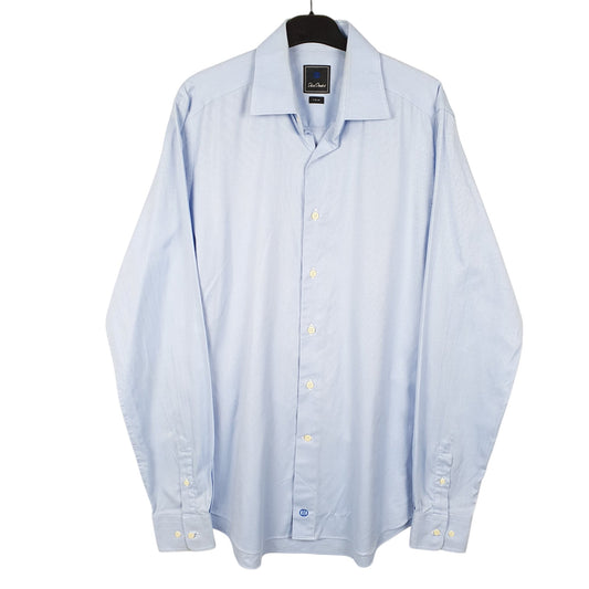 Mens Blue David Donohue Trim Long Sleeve Shirt