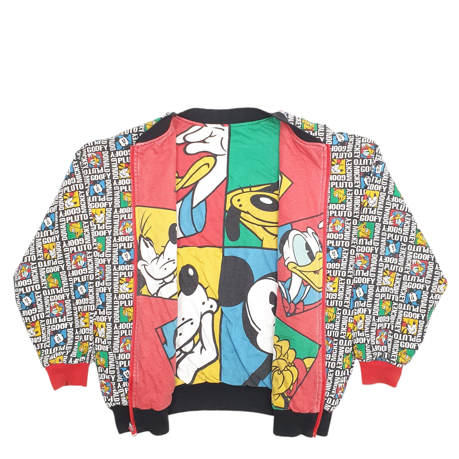Mens Multi Disney Cartoon Characters Reversible Jacket Hoodie Coat