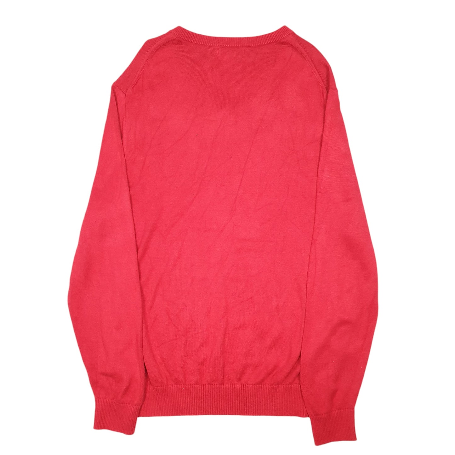 Mens Red Nautica Knit V Neck Sweater Crewneck Jumper