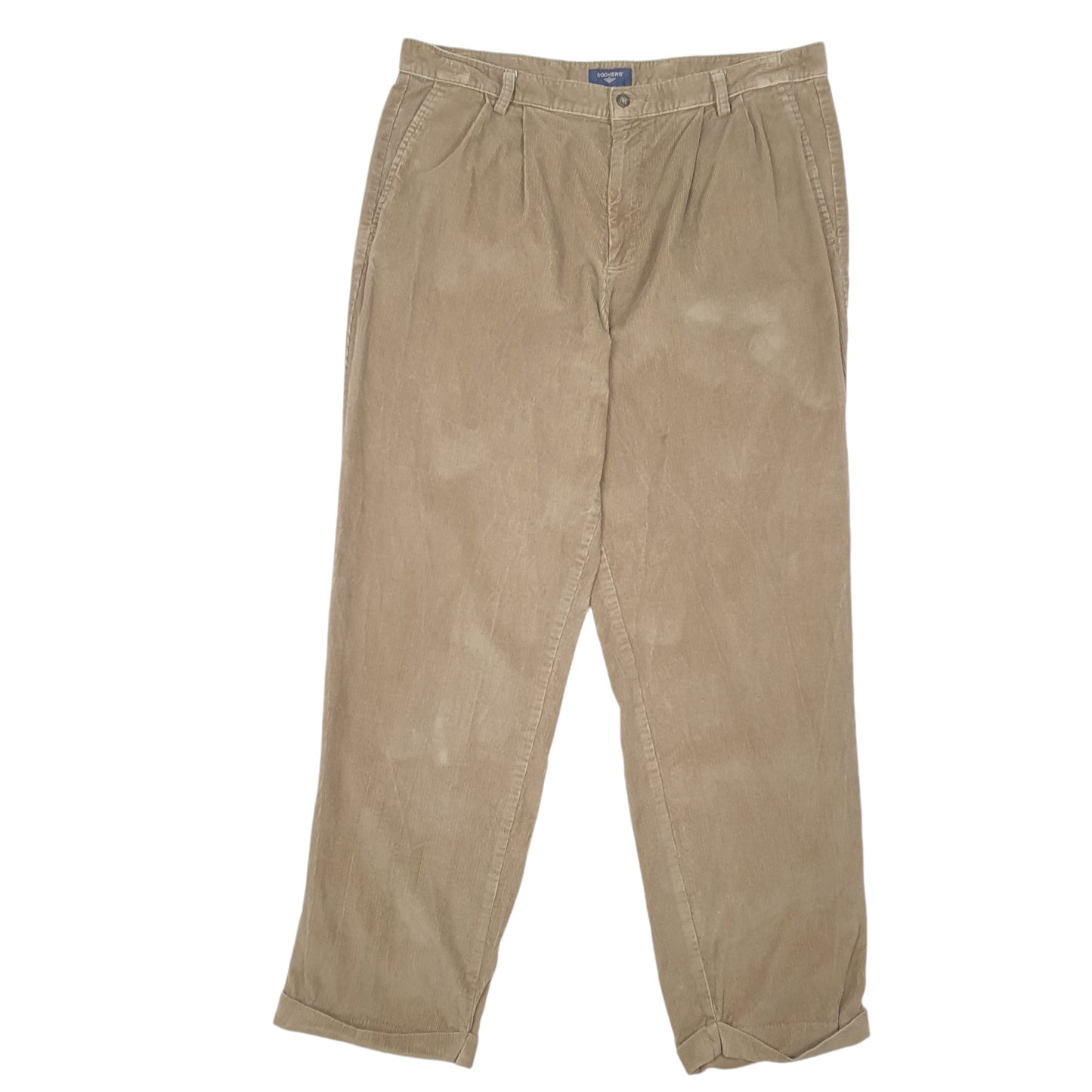 Mens Tan Dockers Relaxed Double Pleated Cords Corduroy Trousers