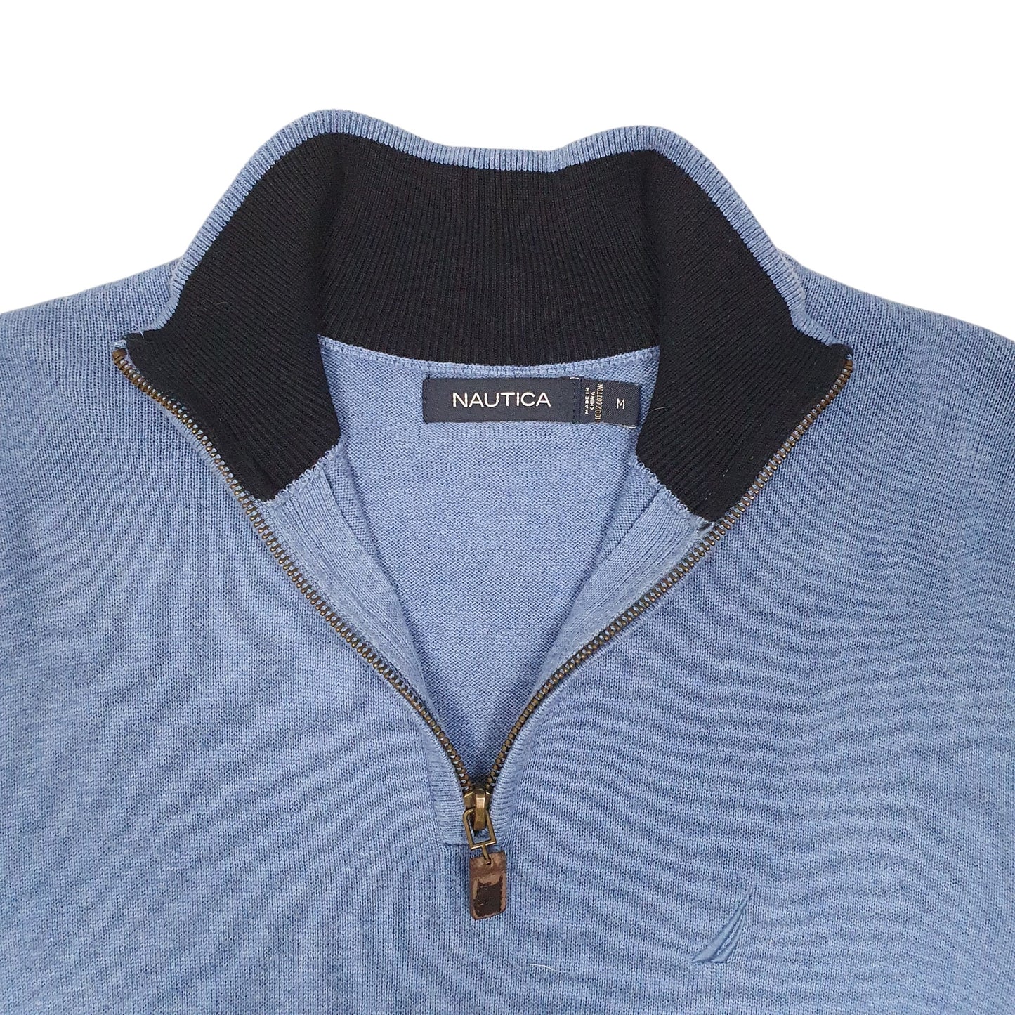 Mens Blue Nautica Knit Quarter Zip Jumper