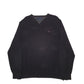 Mens Black Tommy Hilfiger  V Neck Jumper