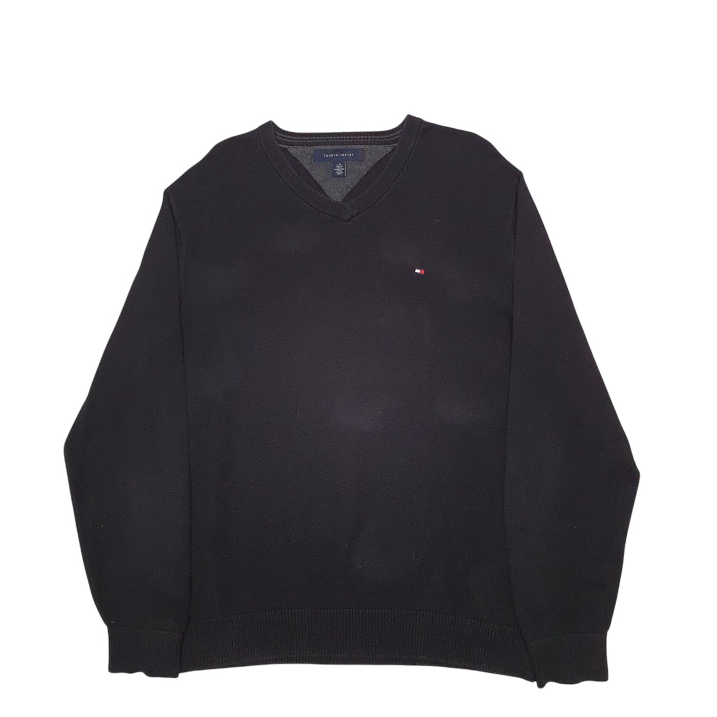 Mens Black Tommy Hilfiger  V Neck Jumper