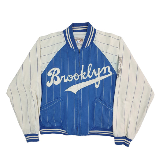 Mens Blue Mirage Cooperstown Collection Vintage 1990s Brooklyn Dodgers MLB Baseball Reversible Hoodie Coat