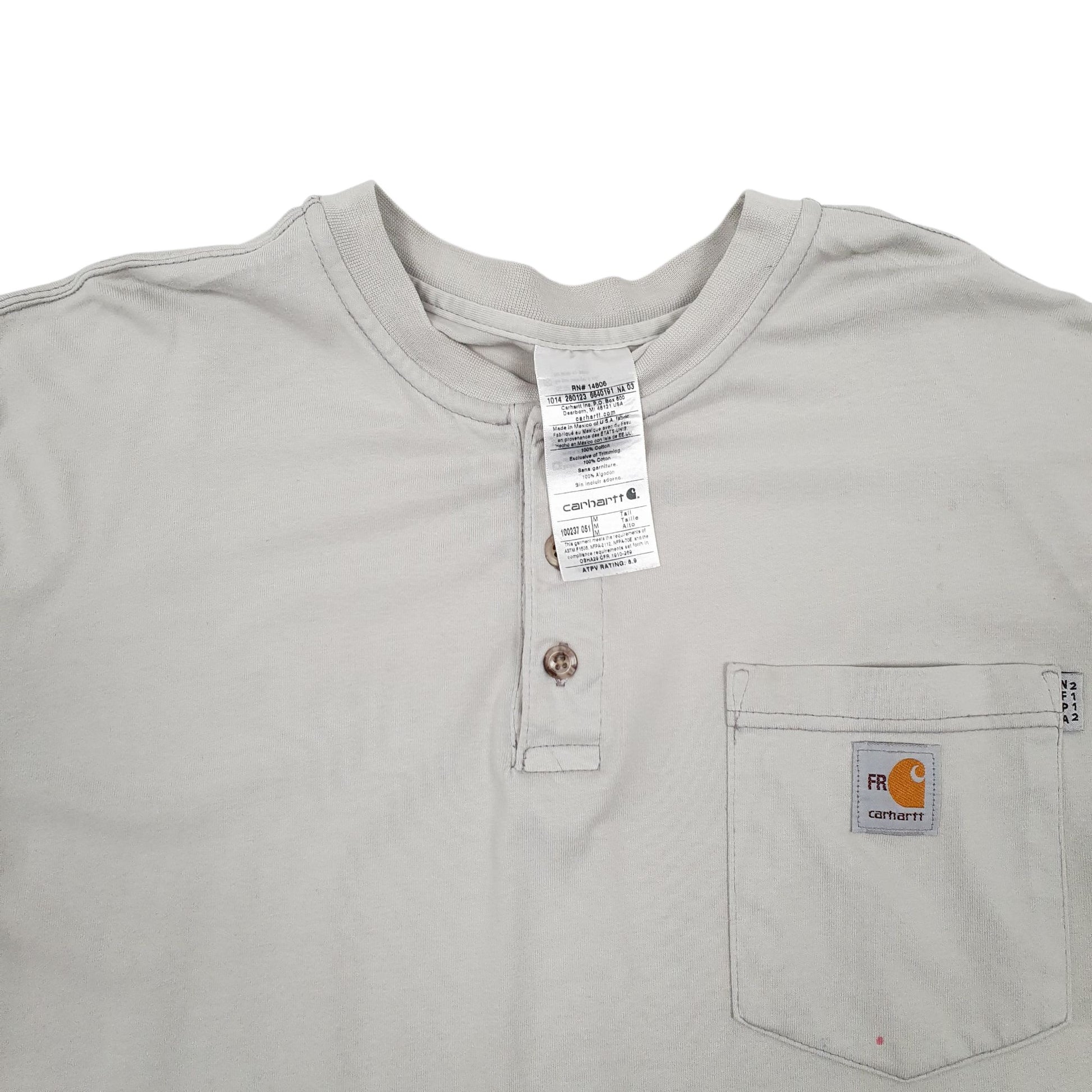 Mens Grey Carhartt Vintage FR Henley Long Sleeve T Shirt