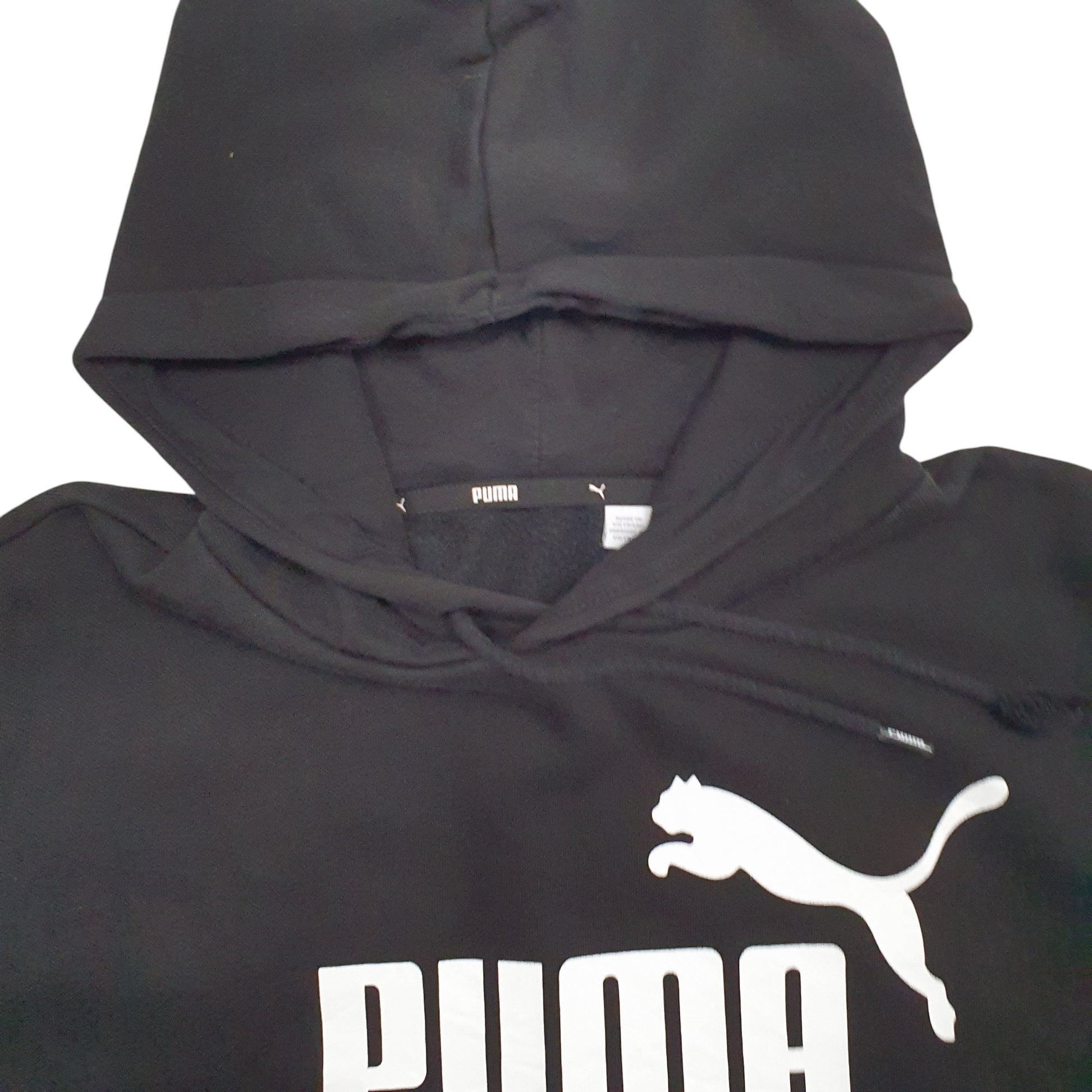 Mens Black Puma Spellout Hoodie Jumper