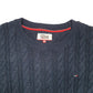 Mens Navy Tommy Hilfiger Knit Cable Crewneck Jumper