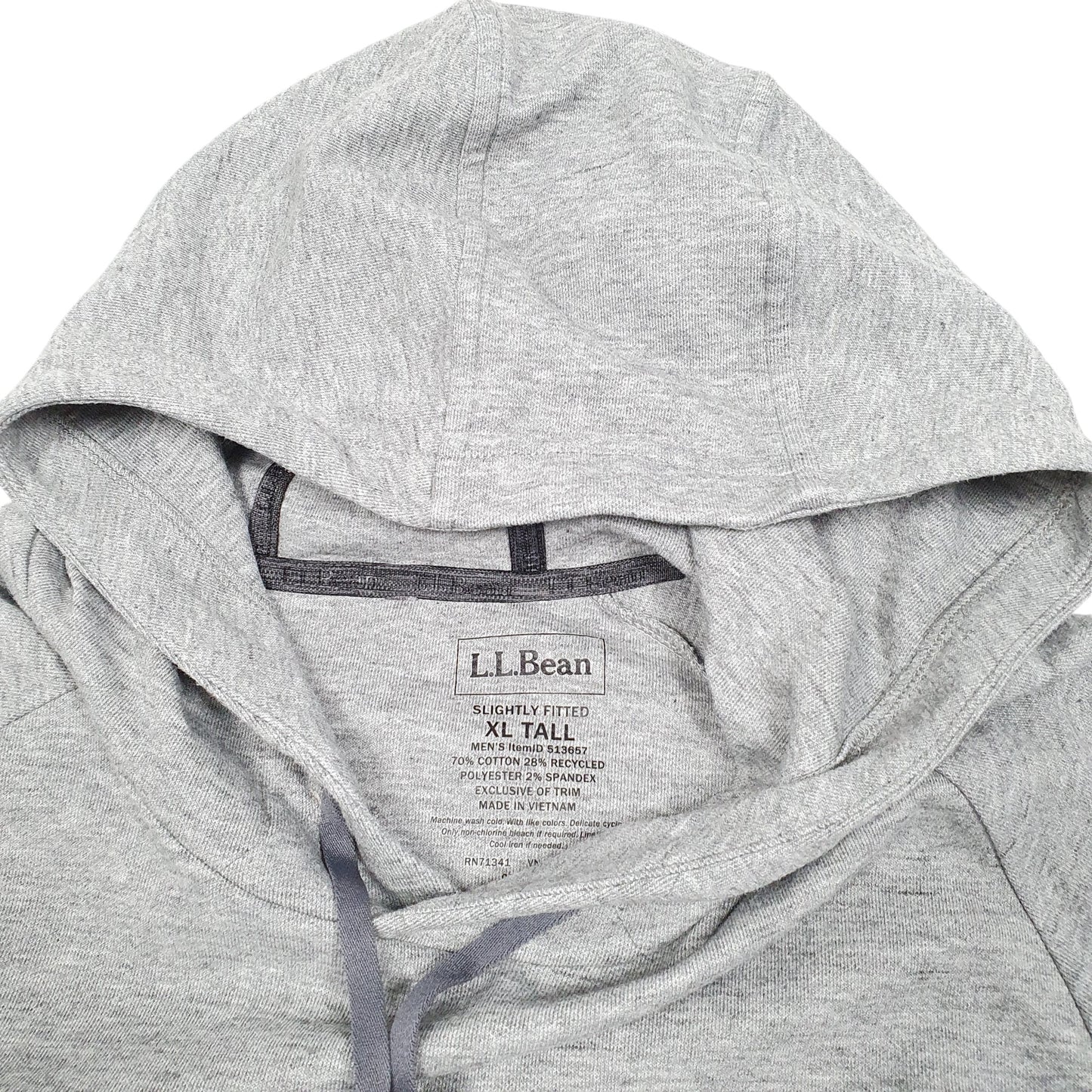 Mens Grey L.L.Bean Slightly Fitted Tall Hoodie Jumper