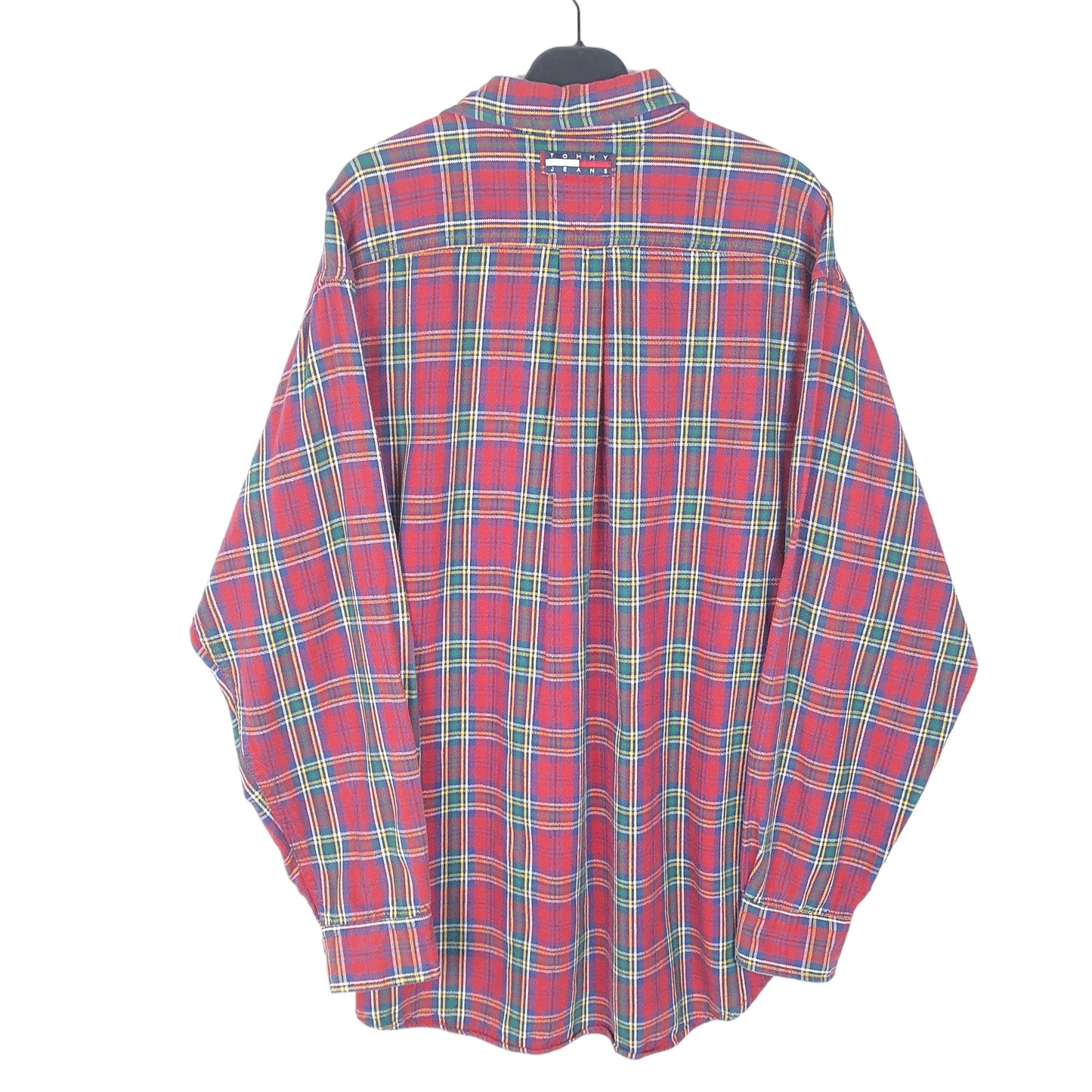 Mens Red Tommy Hilfiger Flannel Overshirt Shacket Long Sleeve Shirt