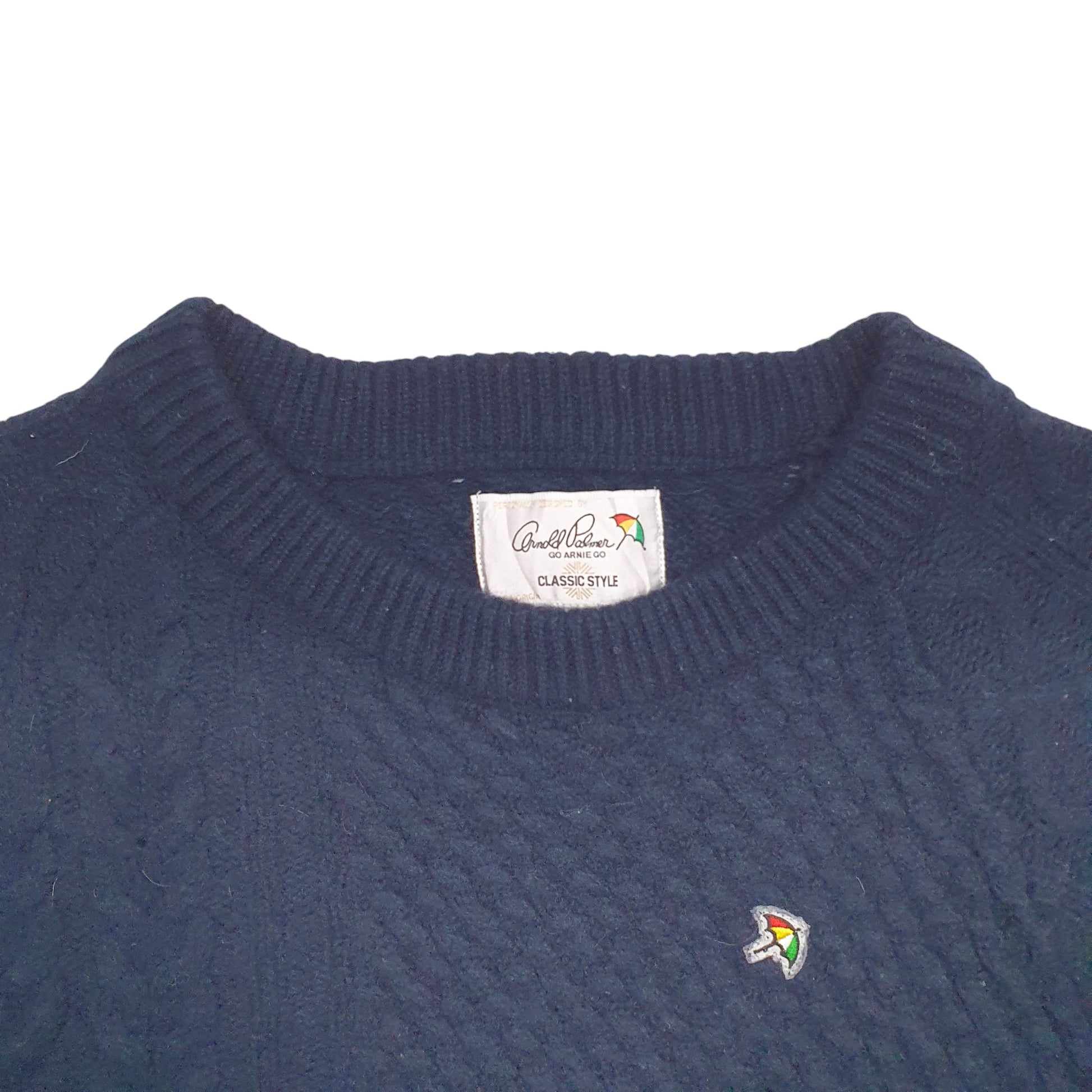 Womens Navy Arnold Palmer Cable Knit Crewneck Jumper