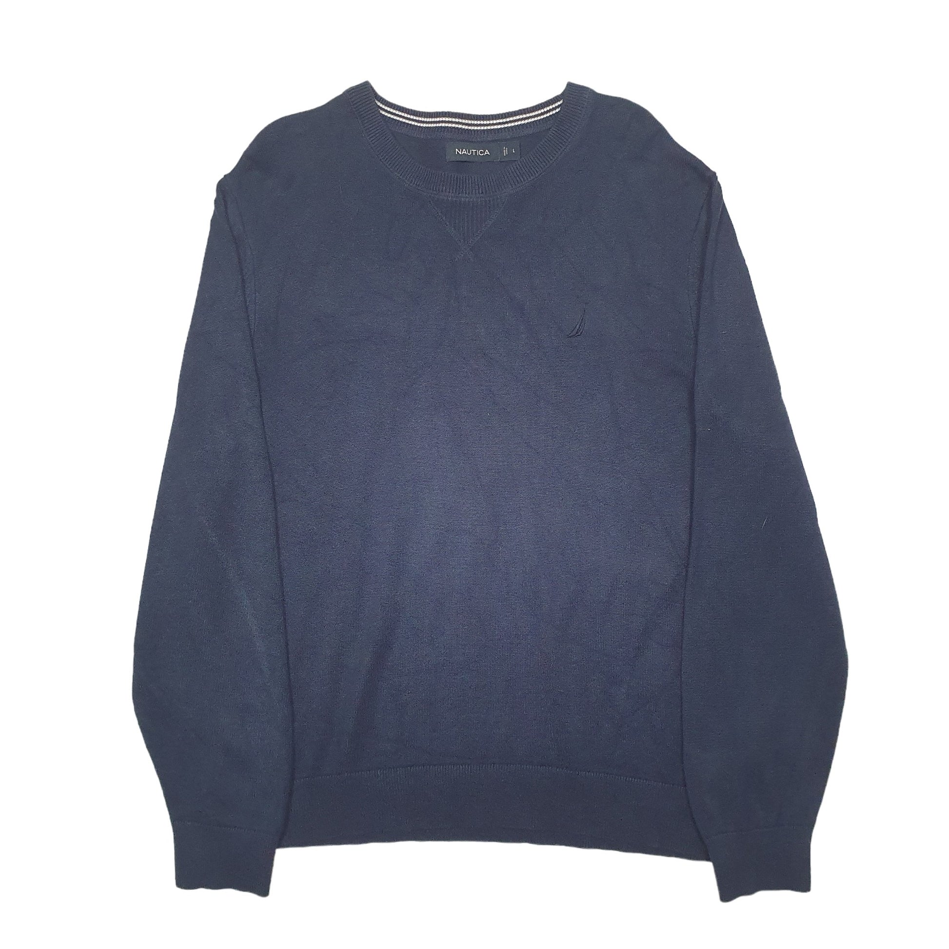 Mens Blue Nautica Knit Crewneck Jumper