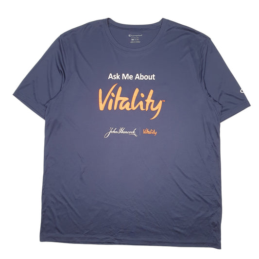 Mens Navy Champion Active Workout Gym Vitality Short Sleeve T Shirt