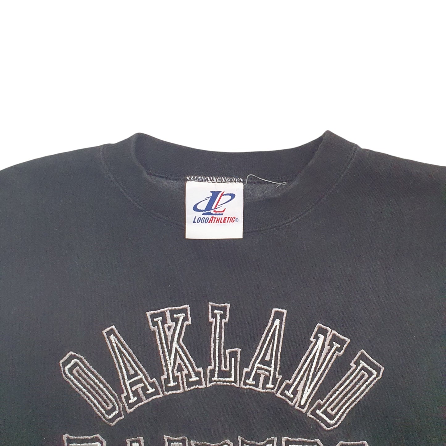 Mens Black Logo Athletic Oakland Raiders NFL Football 90's Vintage Made In USA Crewneck Jumper