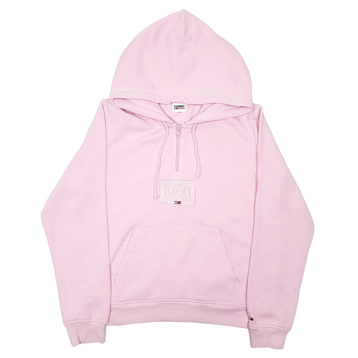 Womens Pink Tommy Hilfiger Quarter Zip Hoodie Jumper