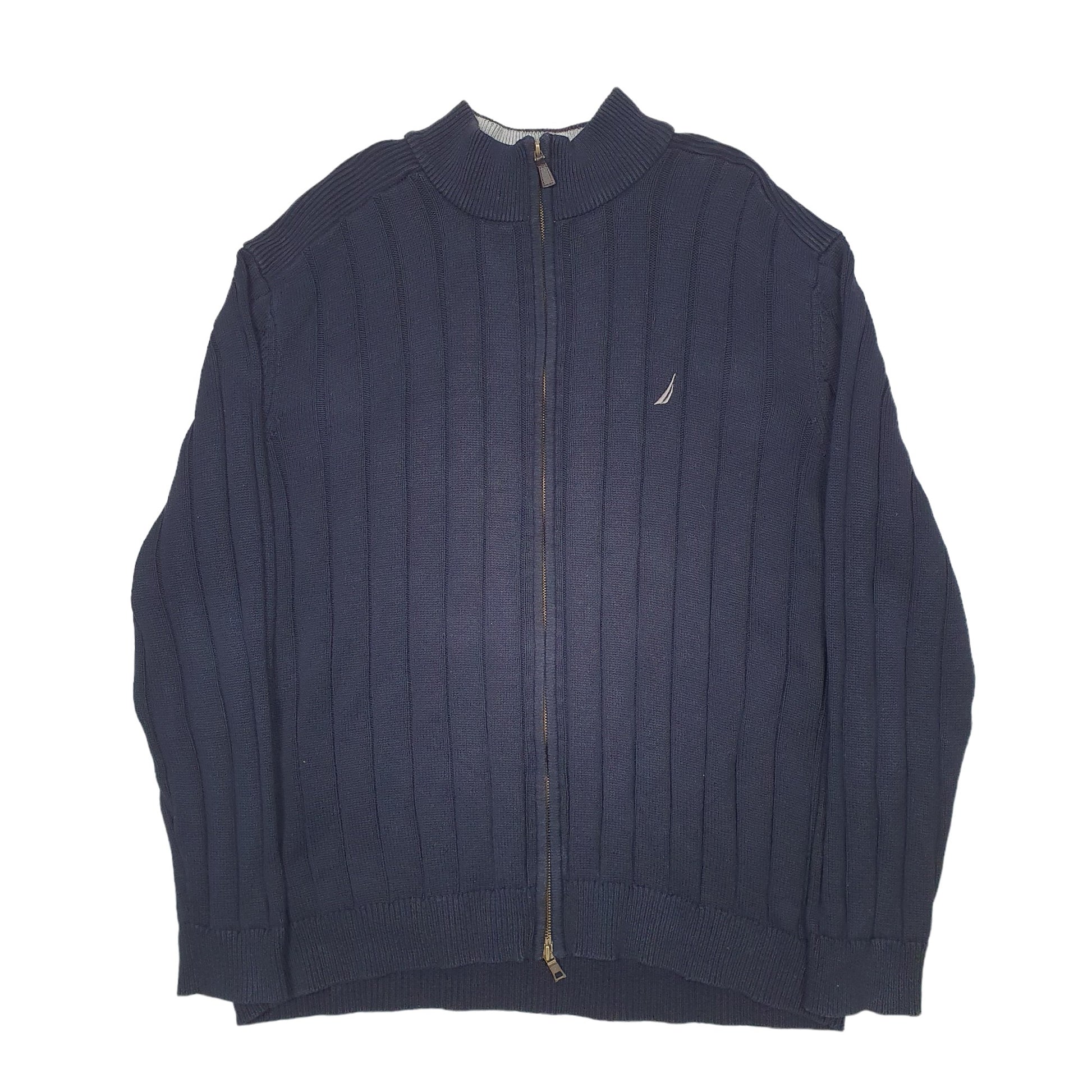 Mens Black Nautica Knit Full Zip Jumper