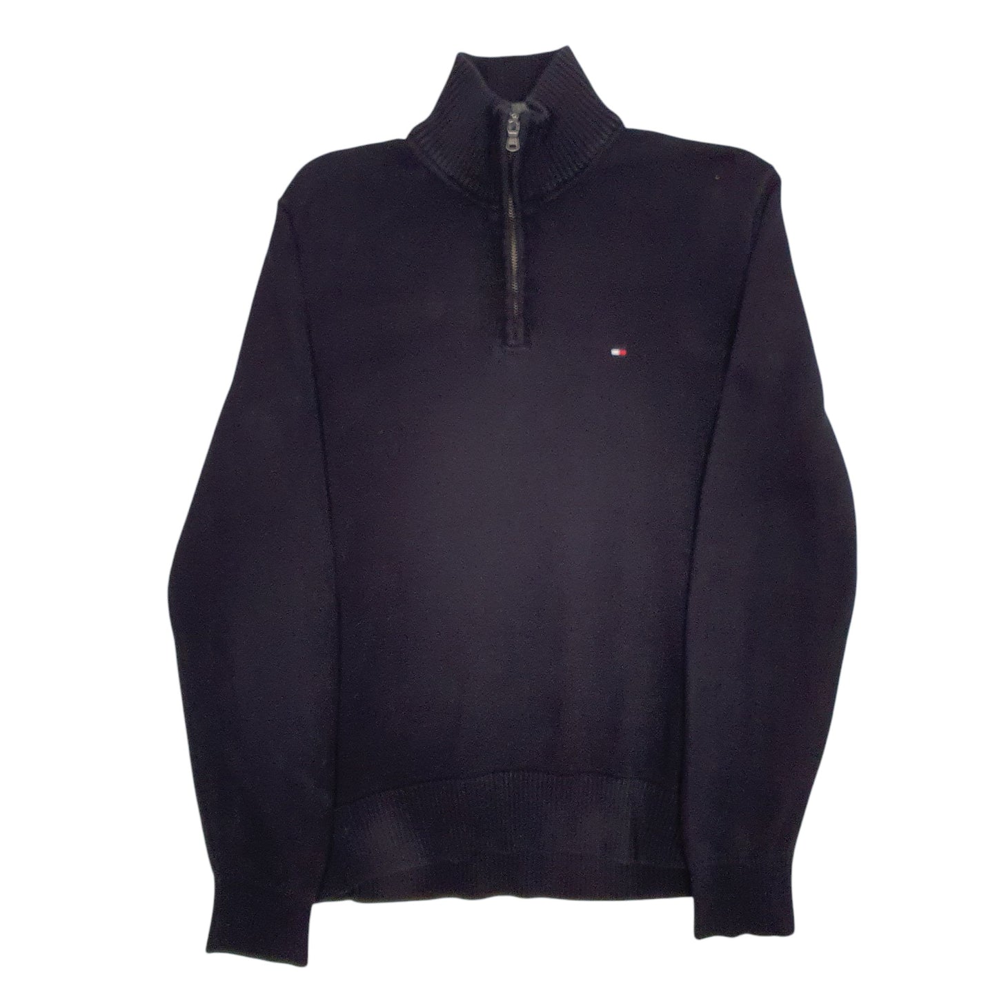 Mens Black Tommy Hilfiger Knit Quarter Zip Jumper
