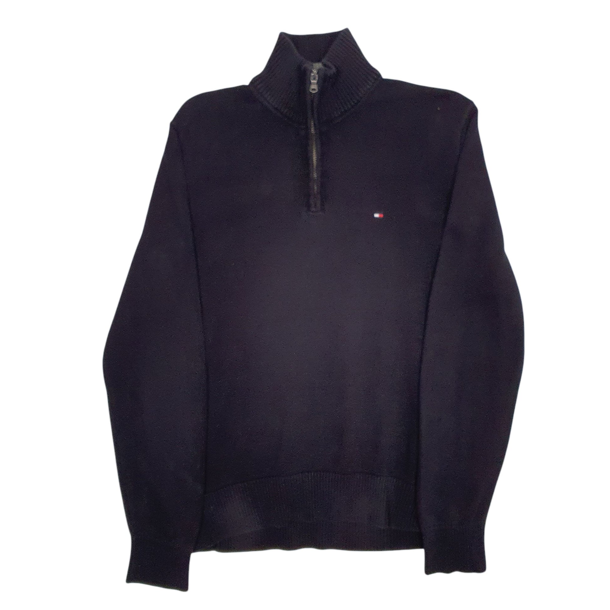 Mens Black Tommy Hilfiger Knit Quarter Zip Jumper