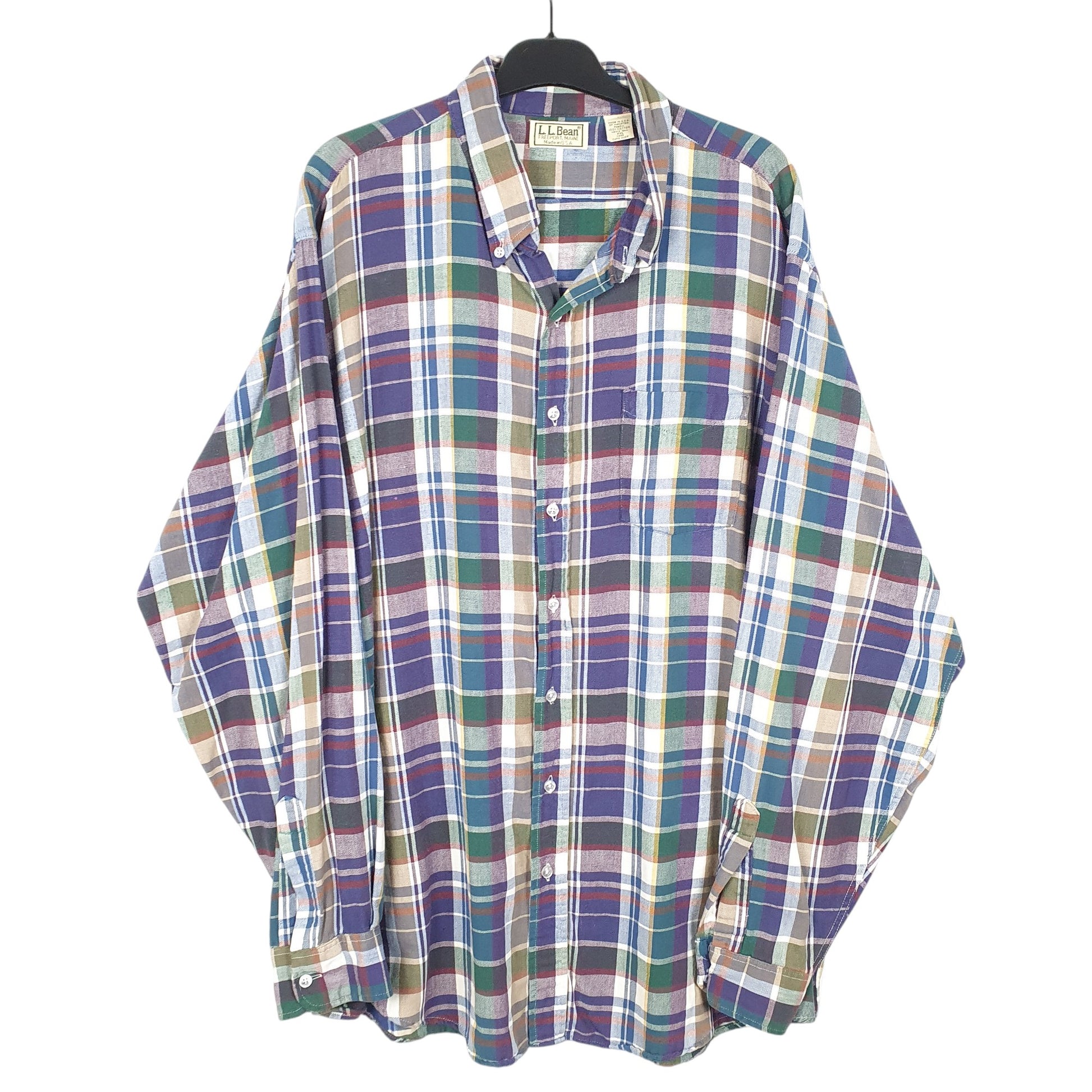 Mens Blue L.L.Bean Tall Vintage Made In USA Long Sleeve Shirt