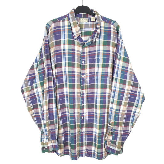 Mens Blue L.L.Bean Tall Vintage Made In USA Long Sleeve Shirt
