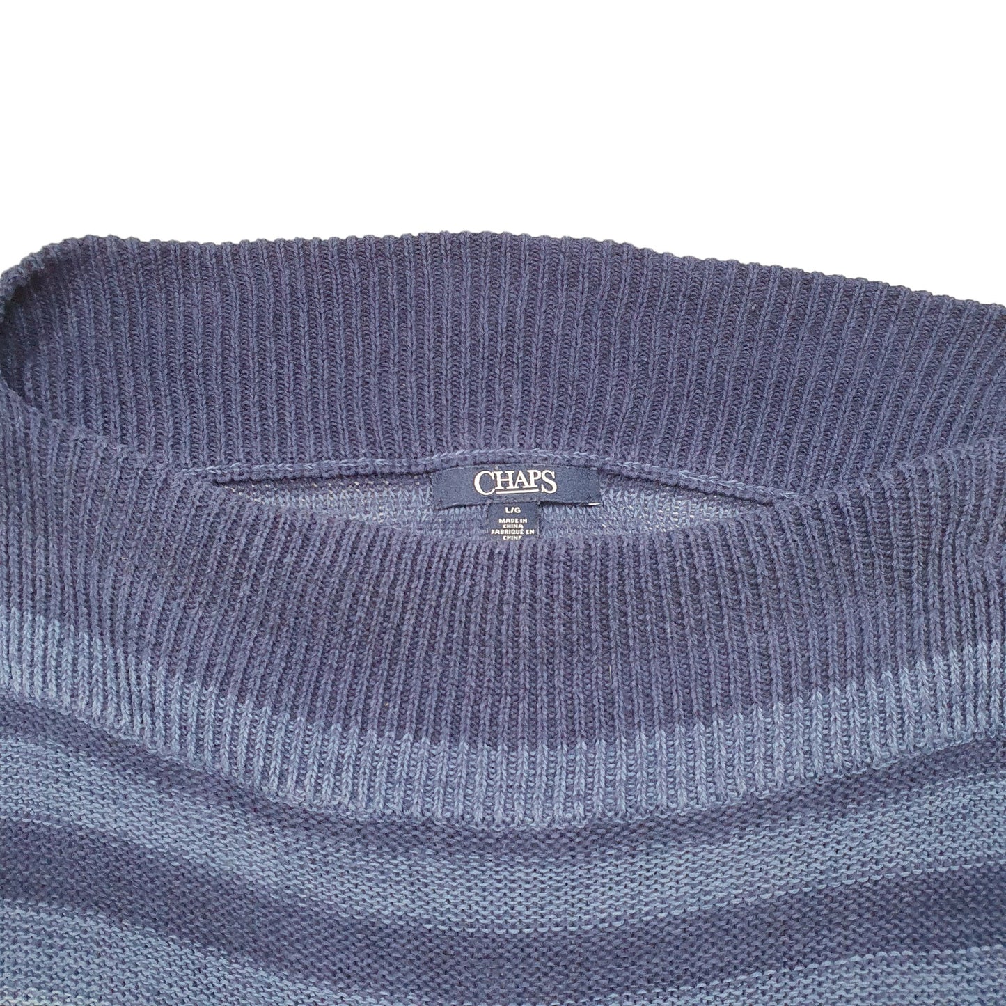 Womens Navy Chaps Knit Striped Crewneck Jumper