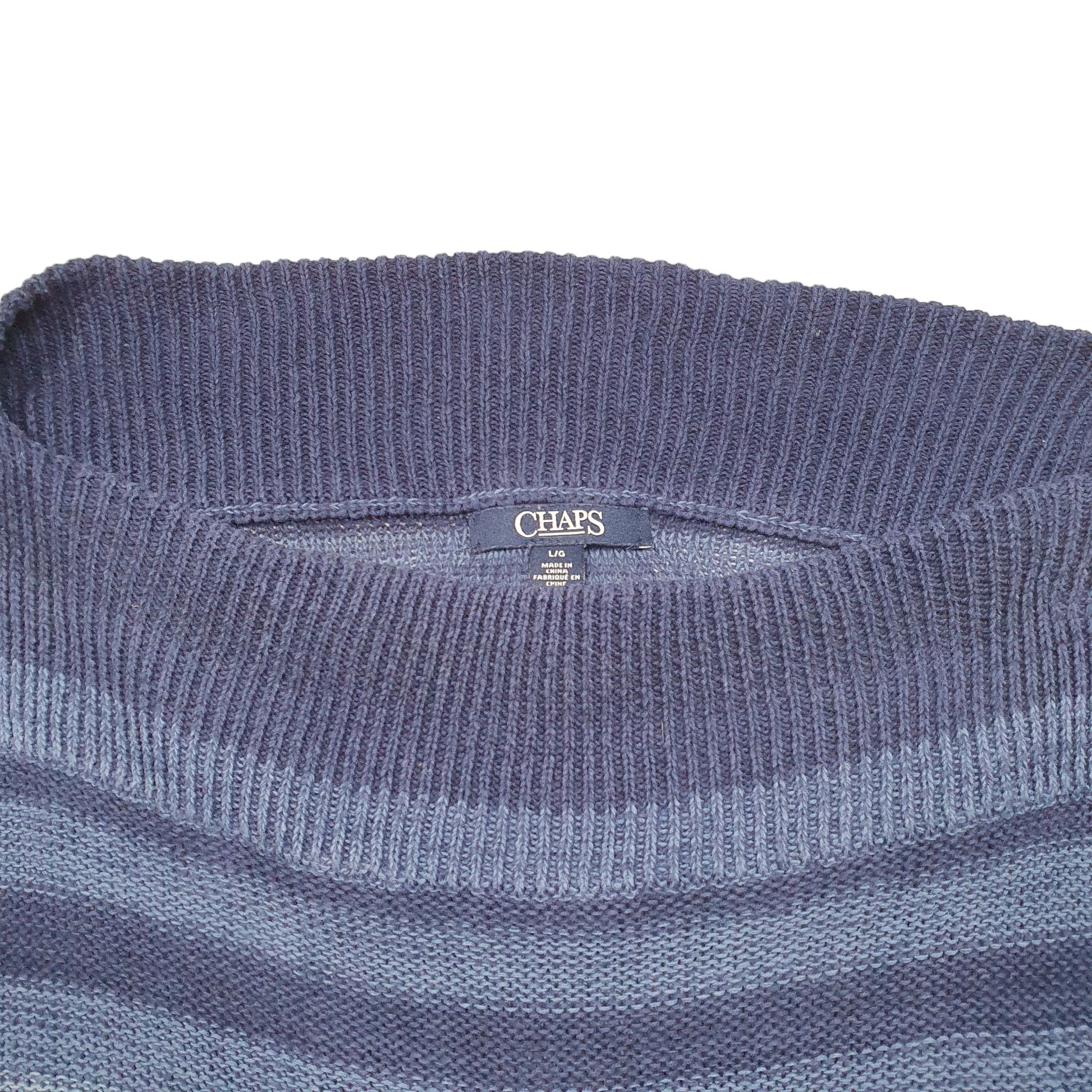 Womens Navy Chaps Knit Striped Crewneck Jumper