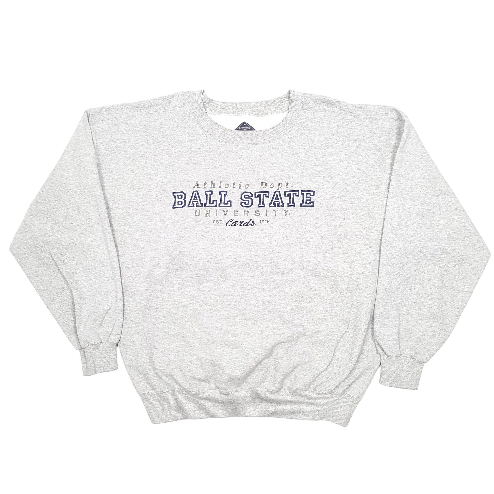 Mens Grey Carrousel Trading Co Athletic Dept Ball State University Crewneck Jumper
