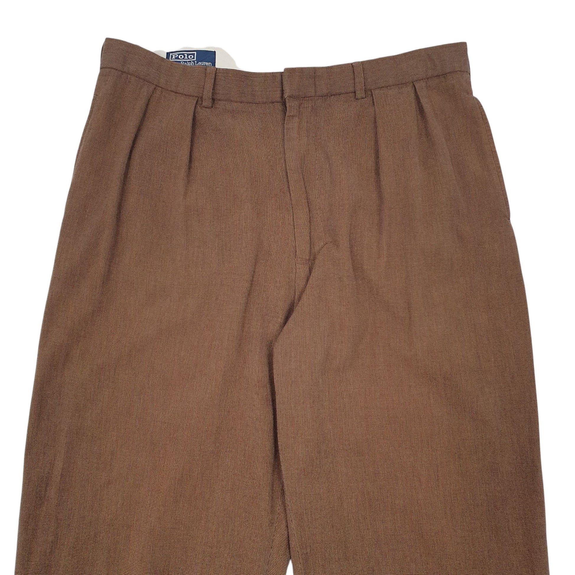 Mens Brown Polo Ralph Lauren Double Pleated Chino Trousers