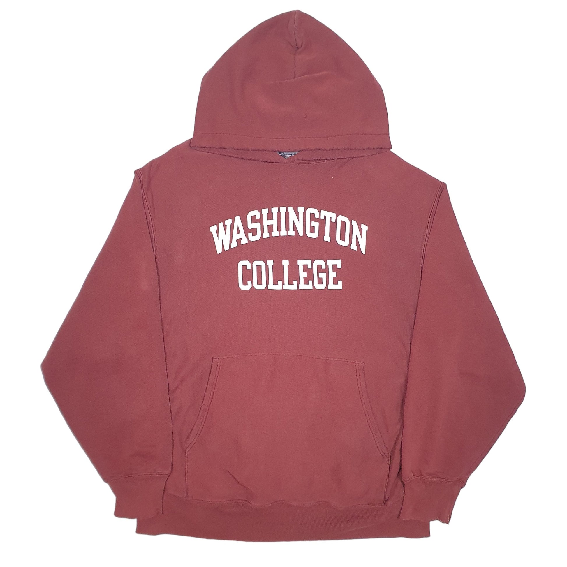 Mens Burgundy Champion Reverse Weave Washington College USA Hoodie Jumper