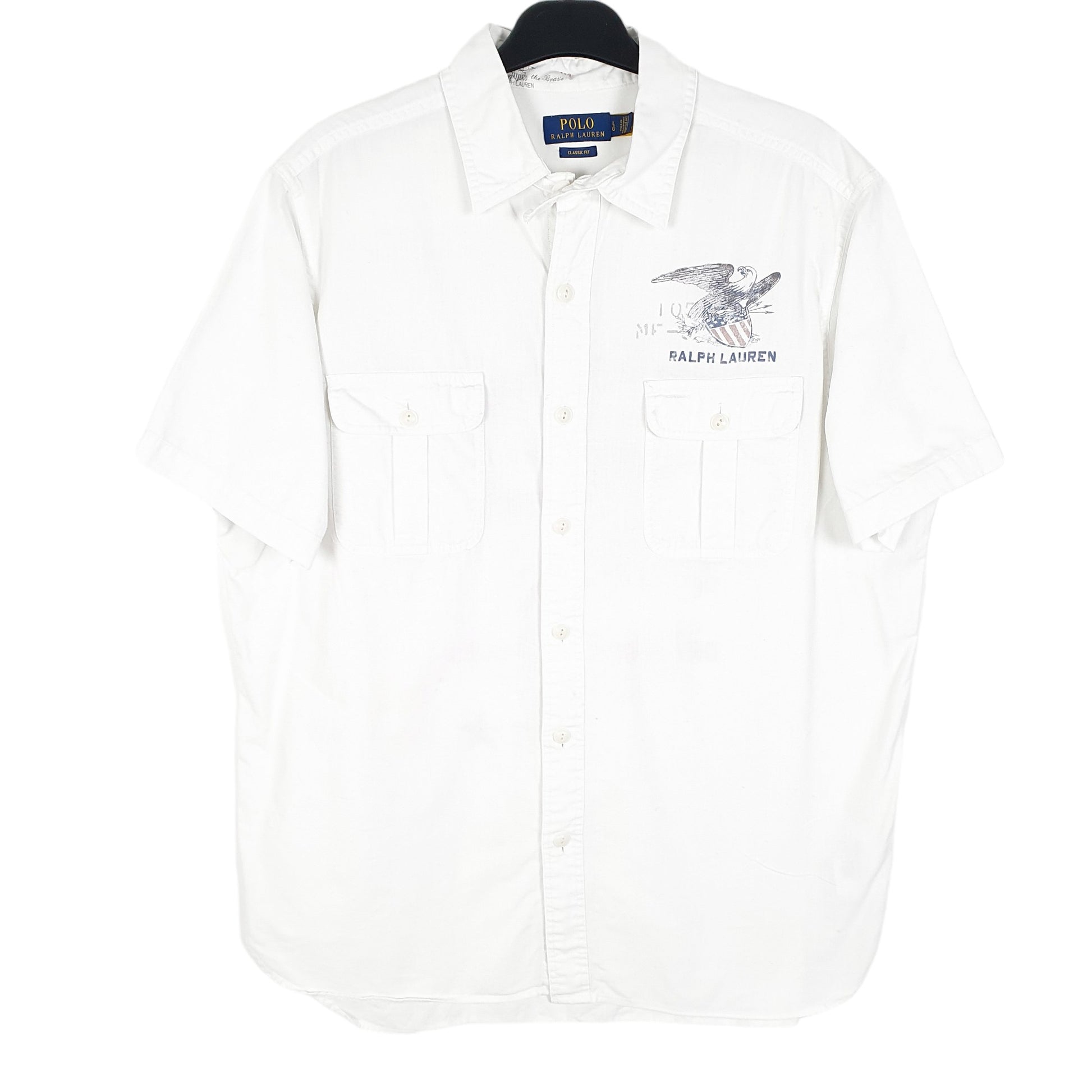 Mens White Polo Ralph Lauren USA Eagle Short Sleeve Shirt