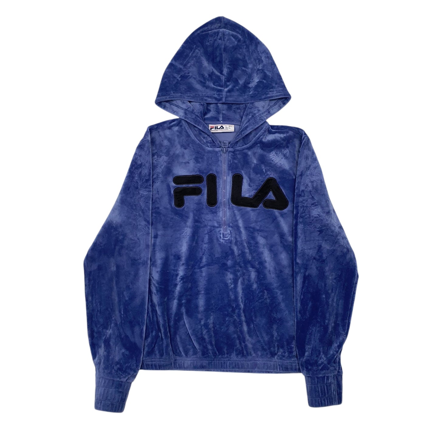 Womens Blue Fila Spellout Quarter Zip Jumper