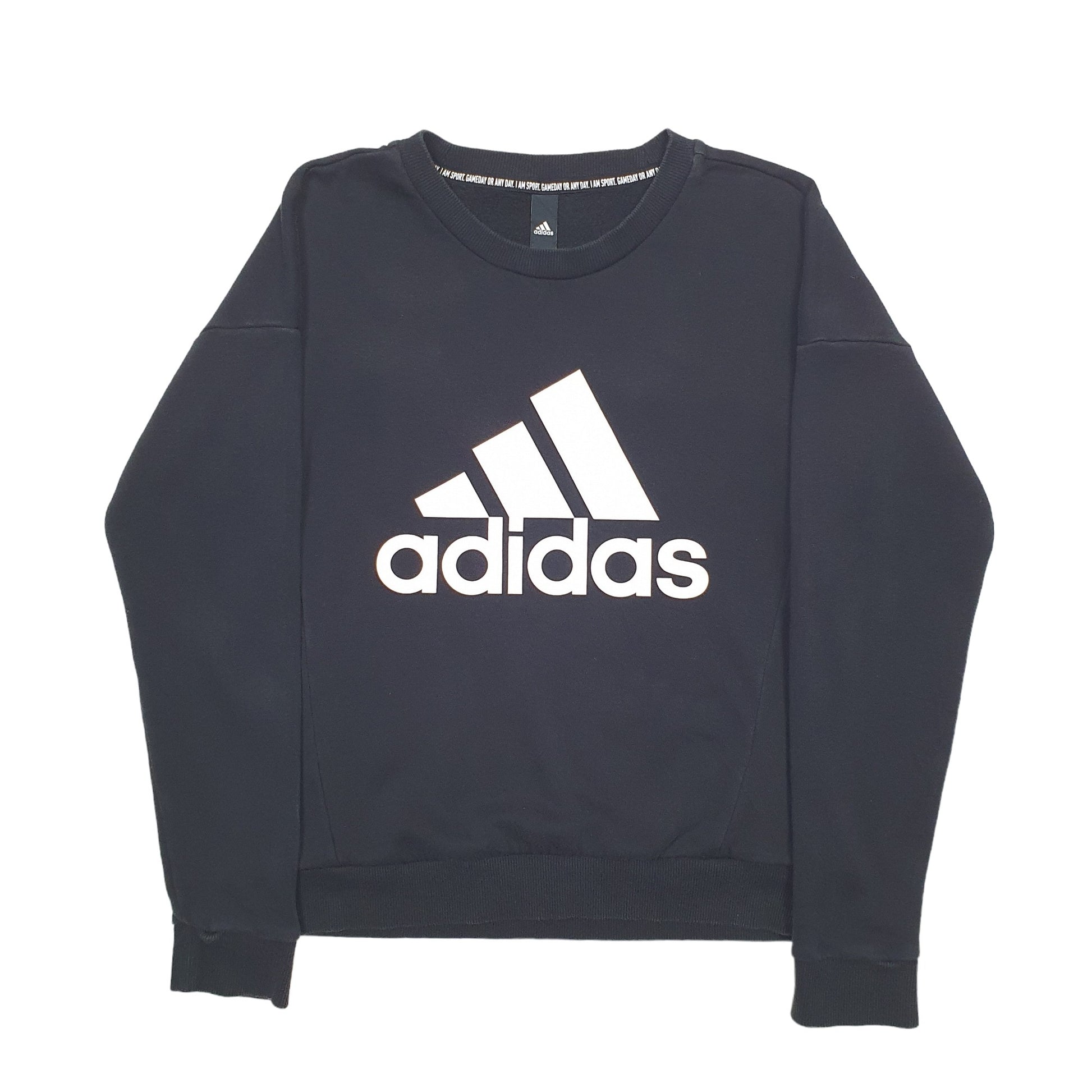 Womens Black Adidas Spellout Crewneck Jumper